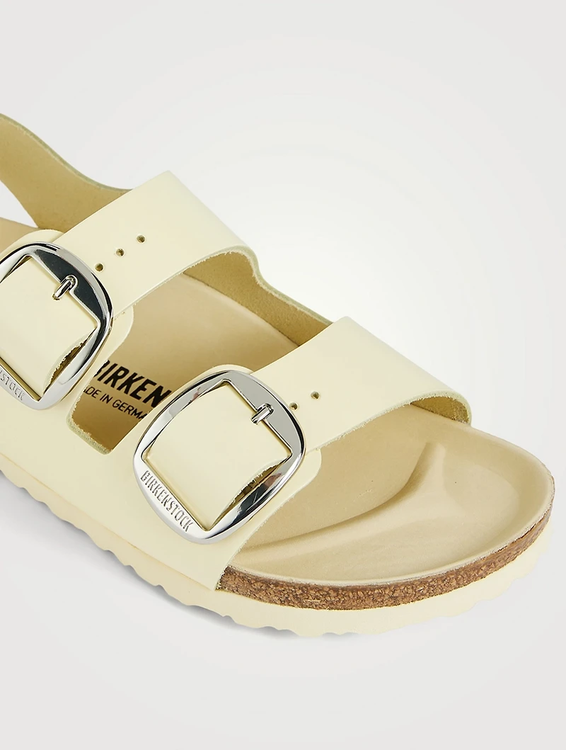 Milano Big Buckle Leather Slingback Sandals