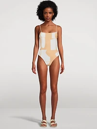 One-Piece Swimsuit Terrazzo Print