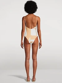 One-Piece Swimsuit Terrazzo Print
