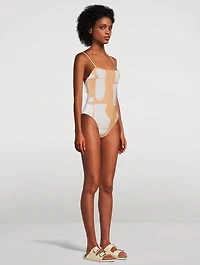One-Piece Swimsuit Terrazzo Print