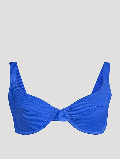 Marine Rib Balconette Bra Cup Swim Top