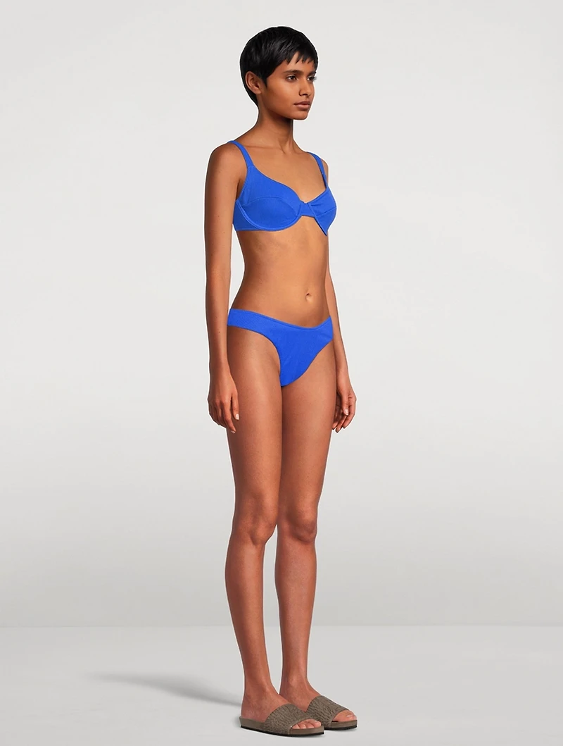 Marine Rib Balconette Bra Cup Swim Top