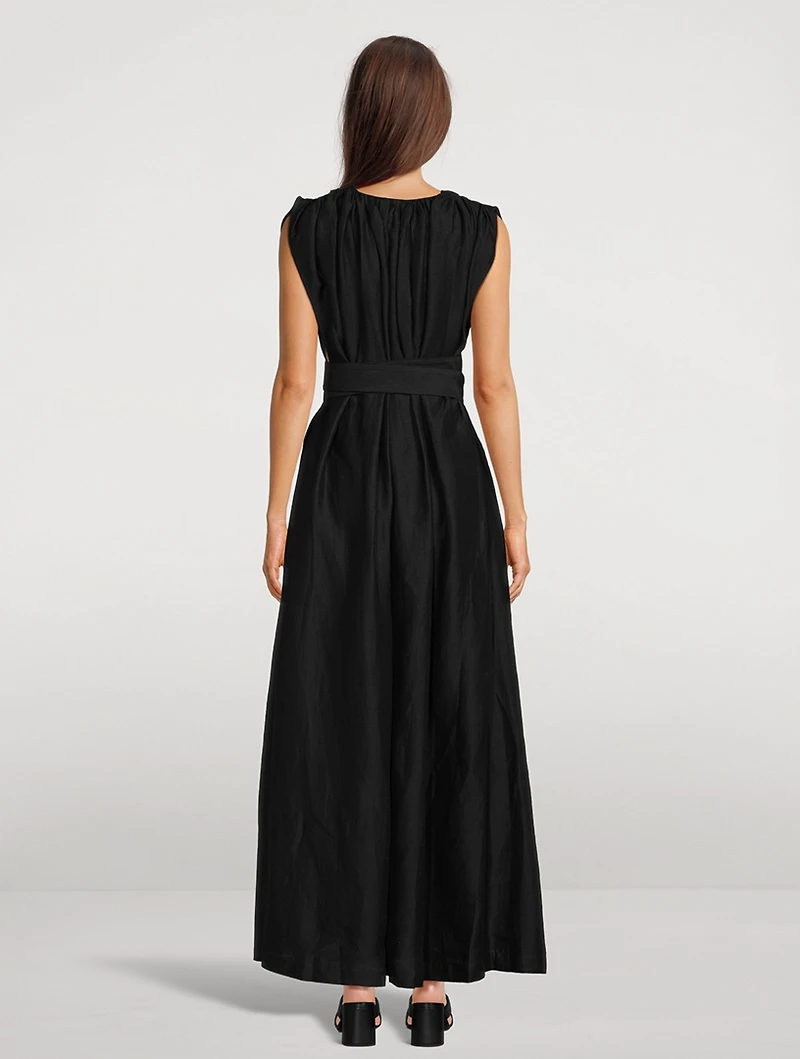Marigot Deep-V A-Line Maxi Dress