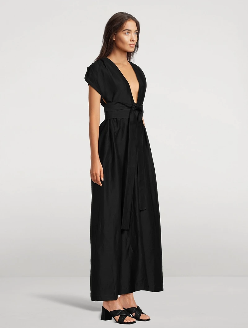 Marigot Deep-V A-Line Maxi Dress