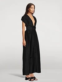 Marigot Deep-V A-Line Maxi Dress