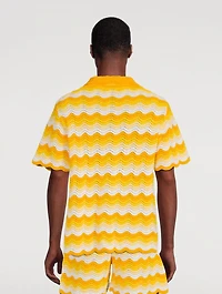 Wavy Gradient Crochet Short-Sleeve Shirt
