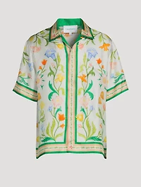 L'Arche Fleurie Silk Short-Sleeve Shirt