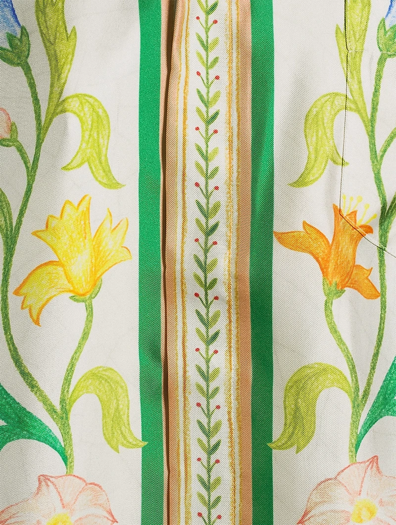 L'Arche Fleurie Silk Short-Sleeve Shirt