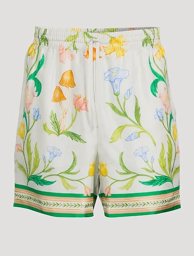 L'Arche Fleurie Silk Shorts