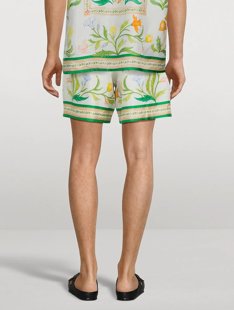 L'Arche Fleurie Silk Shorts