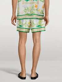 L'Arche Fleurie Silk Shorts