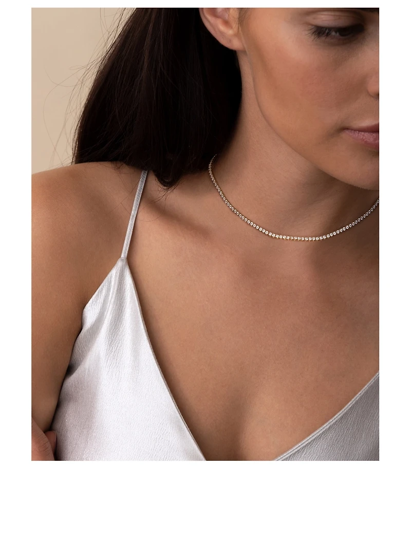 Tennis 14K White Gold Petite Lab Grown Diamond Necklace