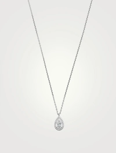 Halo 14K White Gold Pear Lab Grown Diamond Pendant Necklace