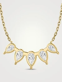 Solitaire Arc 14K White Gold Five-Stone Pear Lab Grown Diamond Necklace