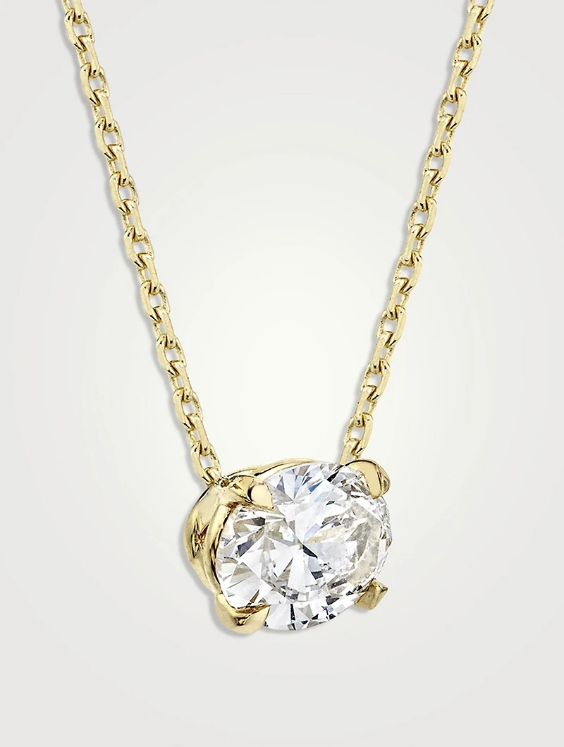 Solitaire 14K Gold Oval Lab Grown Diamond Necklace