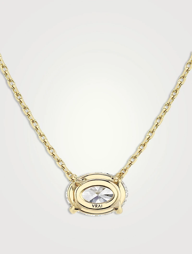 Solitaire 14K Gold Oval Lab Grown Diamond Necklace