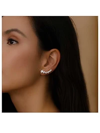 Statement 14K White Gold Six-Stone Round Lab Grown Diamond Ear Climber