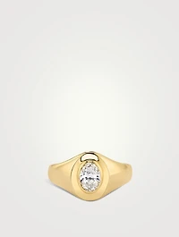 Statement 14K Gold Oval Lab Grown Diamond Signet Ring