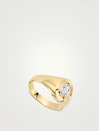 Statement 14K Gold Oval Lab Grown Diamond Signet Ring