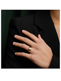 Statement 14K Gold Oval Lab Grown Diamond Signet Ring