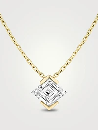 Iconic 14K Gold Lozenge Semi Bezel Lab Grown Diamond Necklace