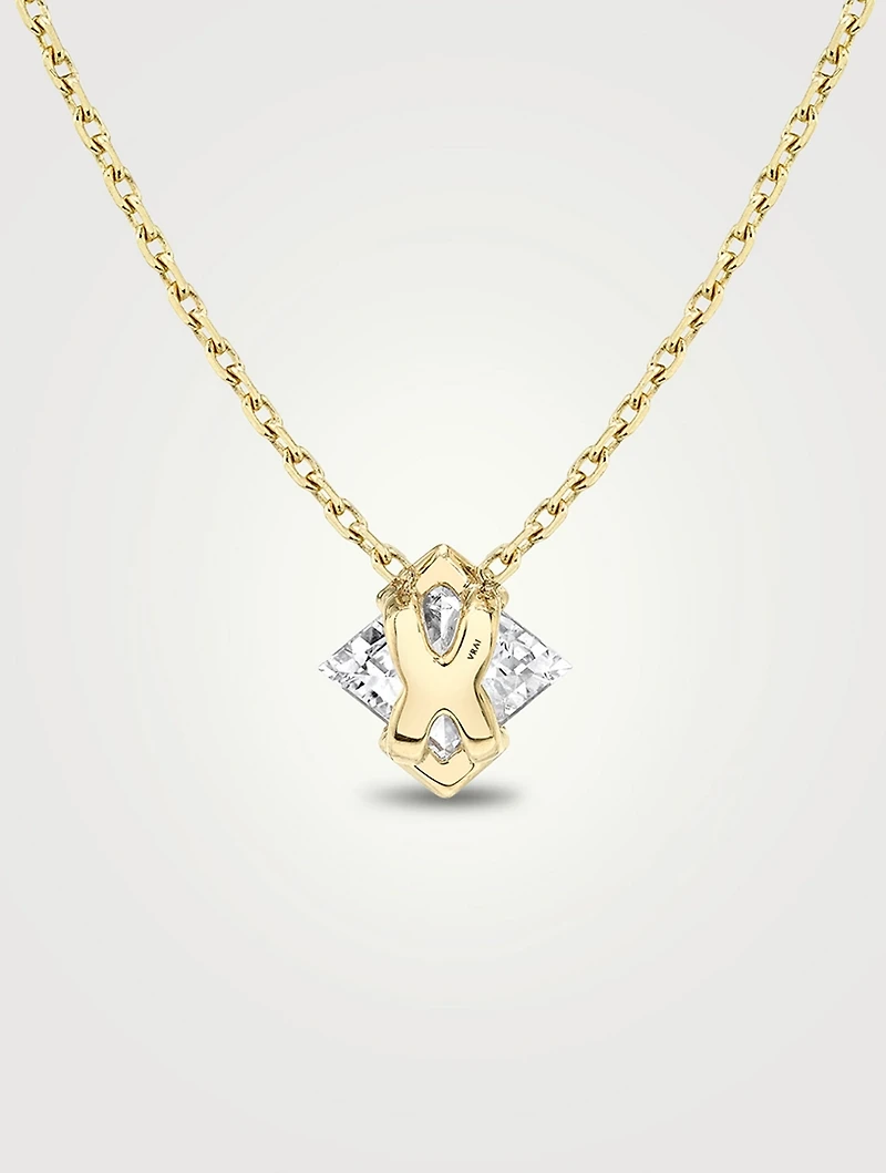 Iconic 14K Gold Lozenge Semi Bezel Lab Grown Diamond Necklace