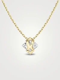 Iconic 14K Gold Lozenge Semi Bezel Lab Grown Diamond Necklace
