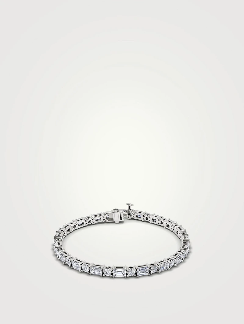 Tennis 14K White Gold Mixed Shapes Lab Grown Diamond Bracelet
