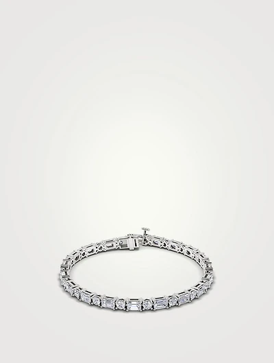 Tennis 14K White Gold Mixed Shapes Lab Grown Diamond Bracelet