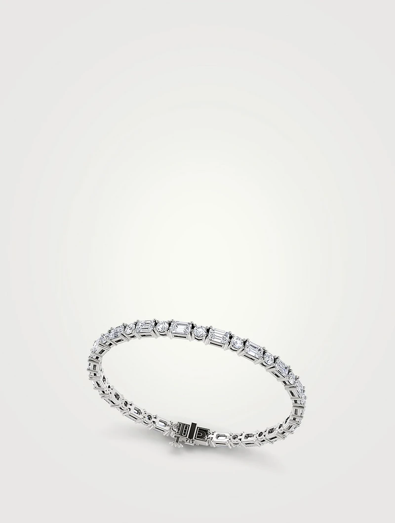 Tennis 14K White Gold Mixed Shapes Lab Grown Diamond Bracelet