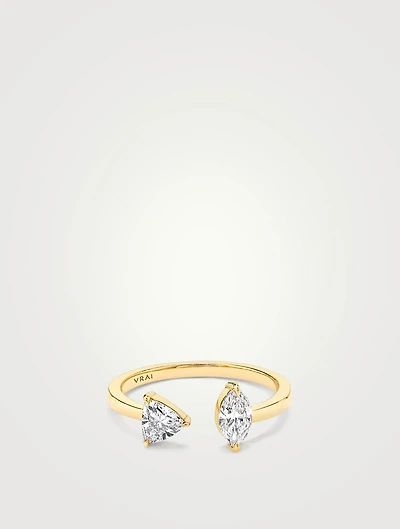 Stacking 14K Gold Trillion And Marquise Mixed Lab Grown Diamond Cuff Ring