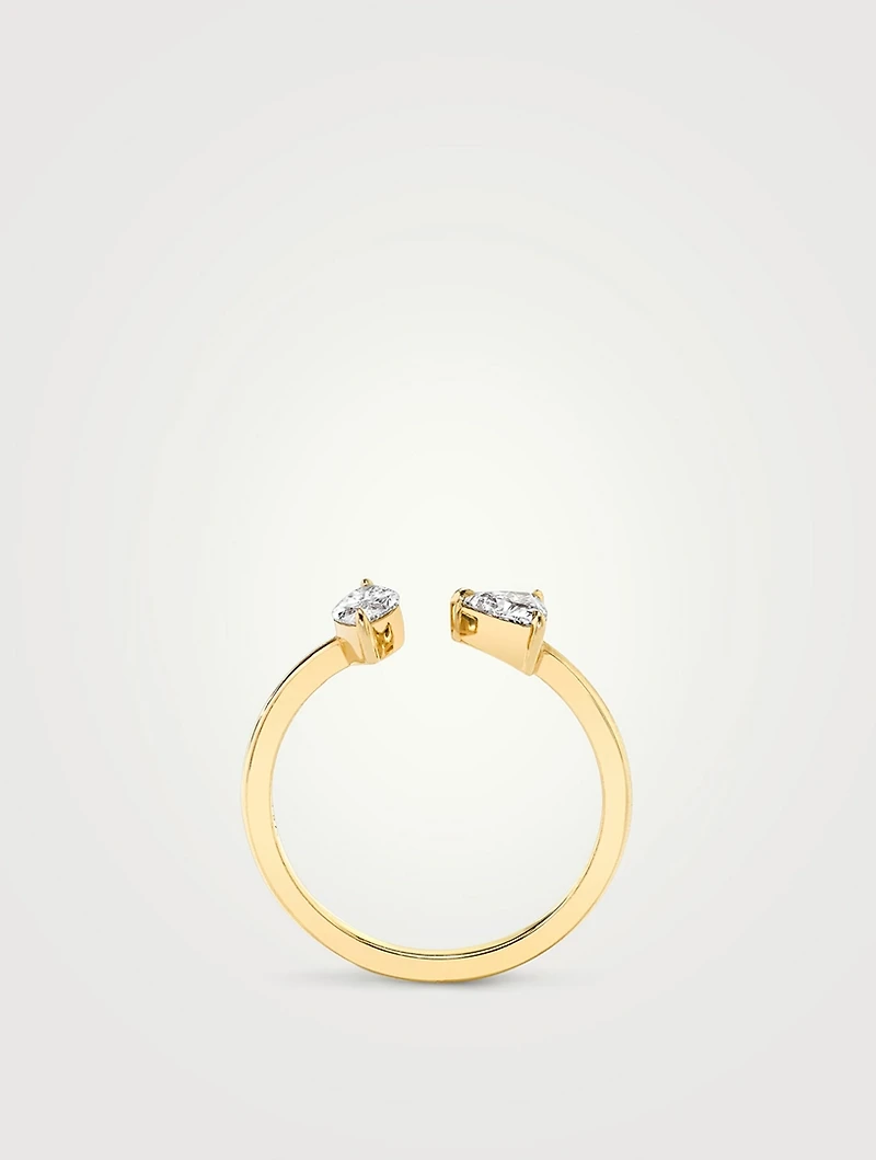 Stacking 14K Gold Trillion And Marquise Mixed Lab Grown Diamond Cuff Ring