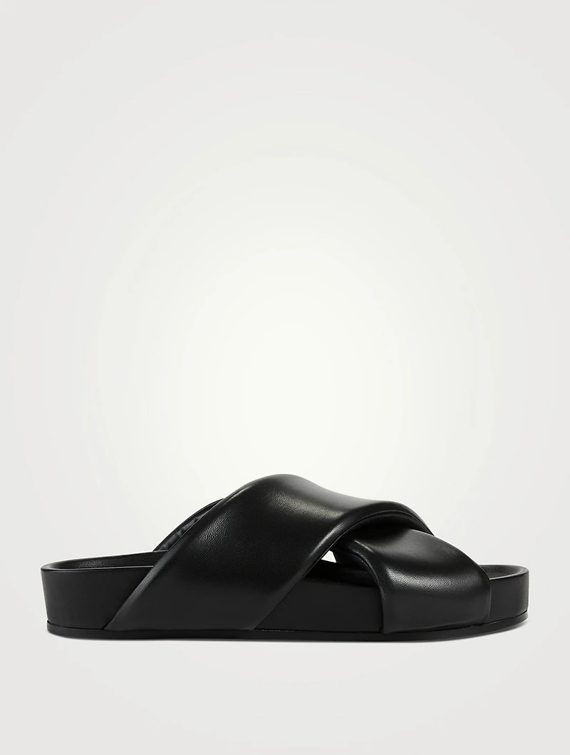 Leather Plonge Padded Slides