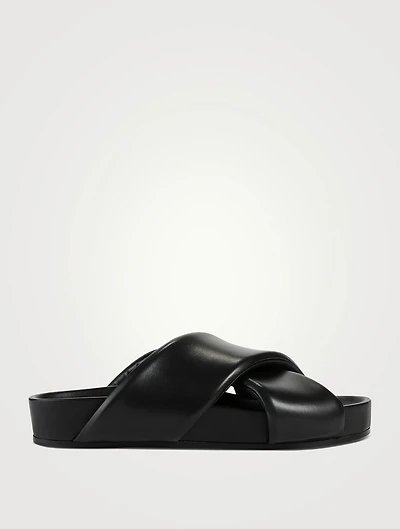 Leather Plonge Padded Slides