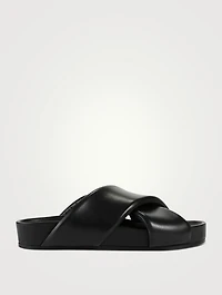 Leather Plonge Padded Slides