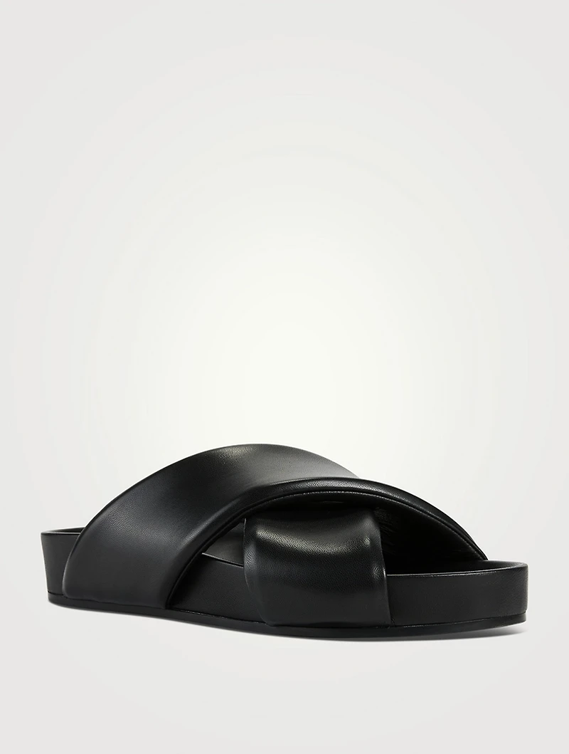 Leather Plonge Padded Slides