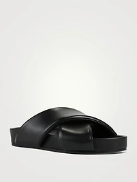 Leather Plonge Padded Slides