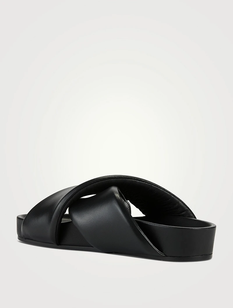 Leather Plonge Padded Slides