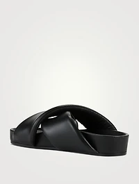 Leather Plonge Padded Slides