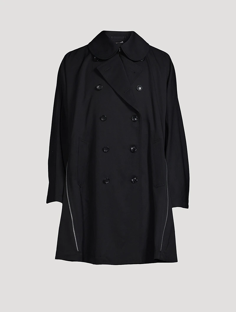 Wool Trench Coat With Zippers
