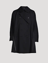 Wool Trench Coat With Zippers
