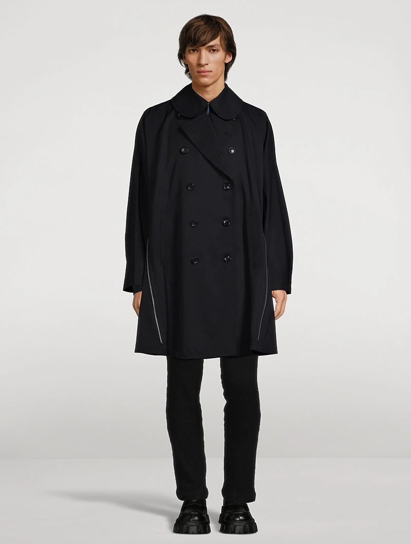 Wool Trench Coat With Zippers