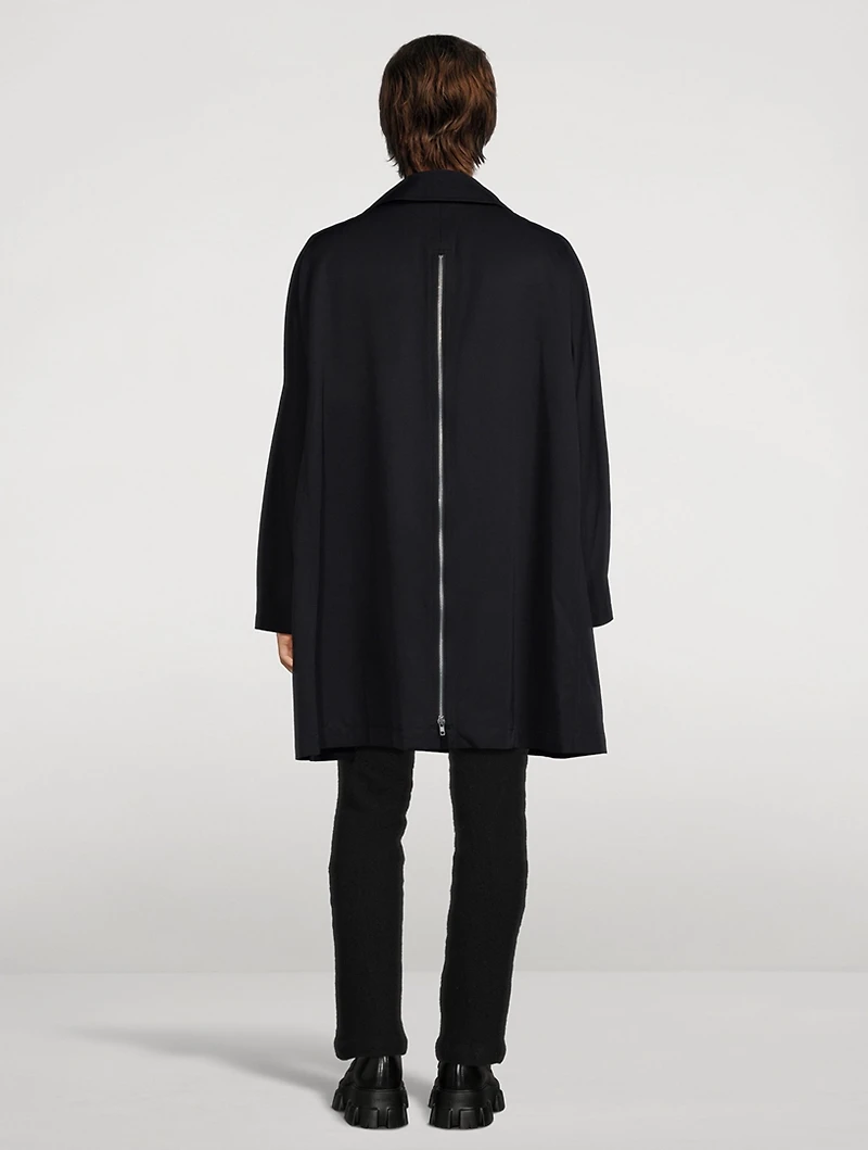 Wool Trench Coat With Zippers