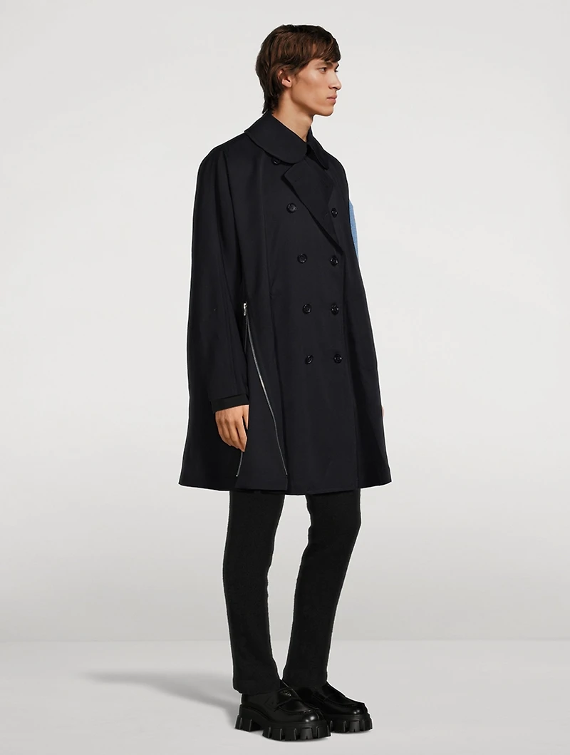 Wool Trench Coat With Zippers