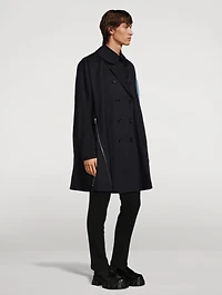Wool Trench Coat With Zippers