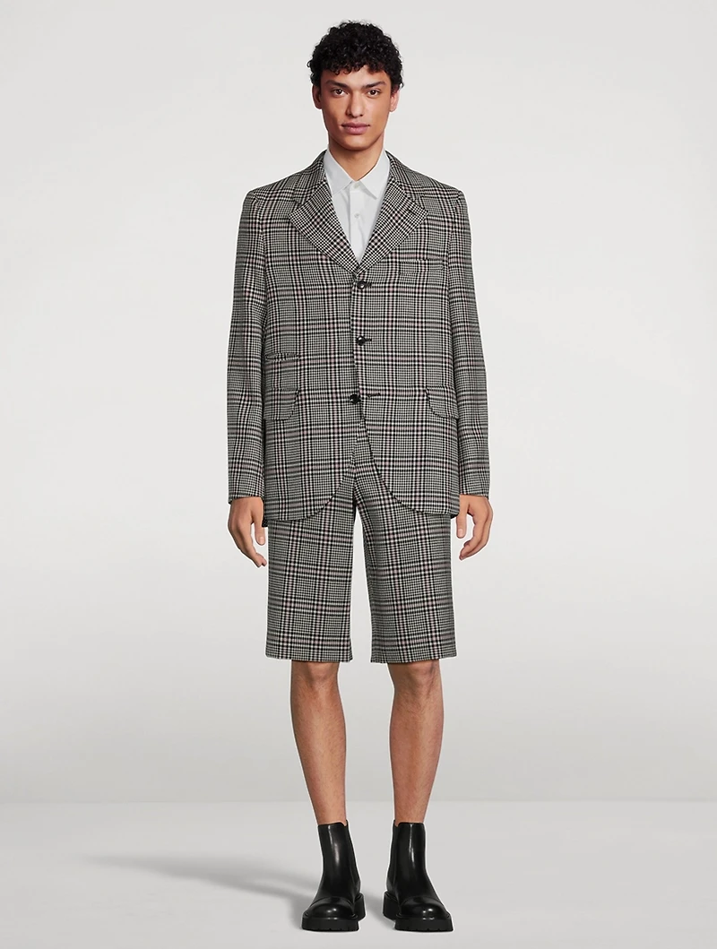 Wool Plaid Checked Jacket