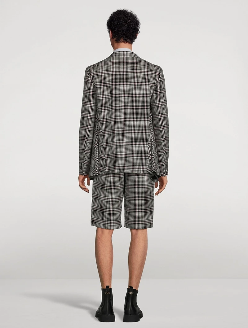 Wool Plaid Checked Jacket