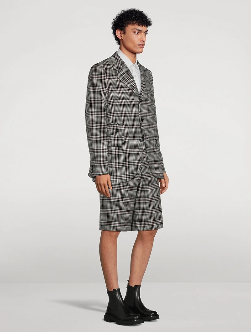 Wool Plaid Checked Jacket
