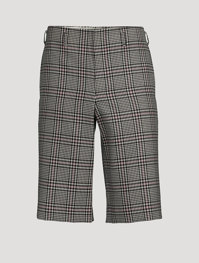 Wool Plaid Checked Shorts
