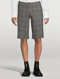 Wool Plaid Checked Shorts